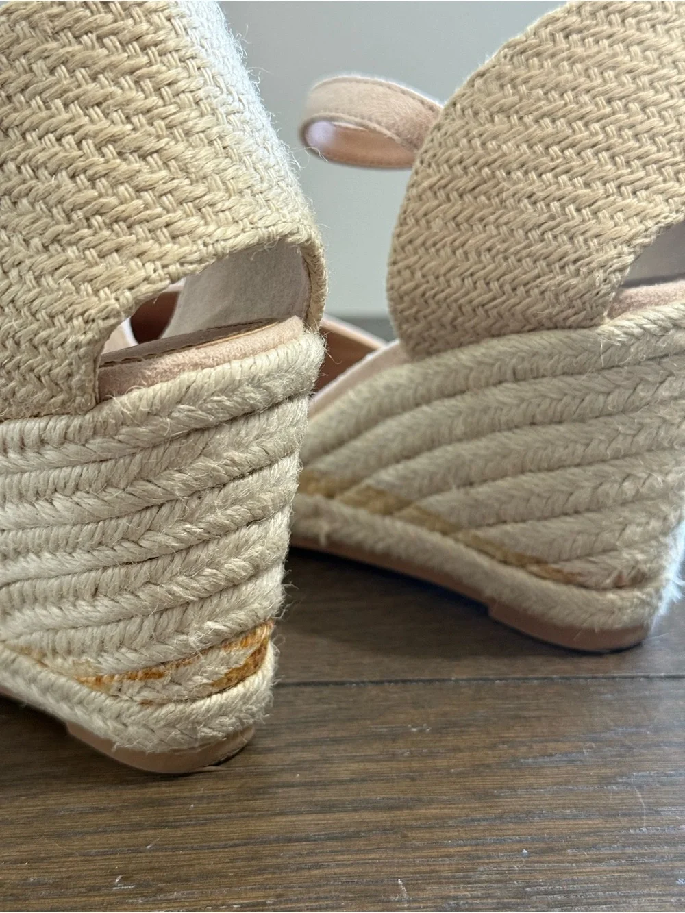 Espadrille Wedge Sandals in Blush Pink